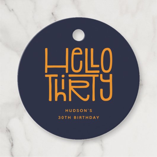 HELLO THIRTY モダンな30歳の誕生日 フェイバータグ (正面)