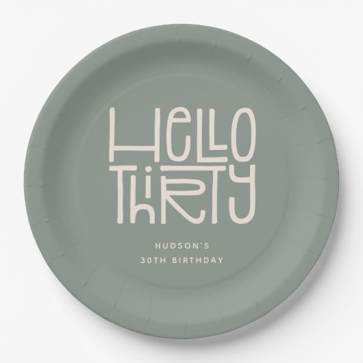 HELLO THIRTY モダンな30歳の誕生日 ペーパープレート (正面)