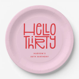HELLO THIRTY モダンな30歳の誕生日 ペーパープレート
