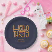 HELLO THIRTY モダンな30歳の誕生日 ペーパープレート (パーティー)