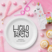 HELLO THIRTY モダンな30歳の誕生日 ペーパープレート (パーティー)