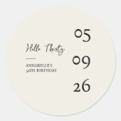 Hello Thirty モダンな30歳の誕生日 ラウンドシール (正面)