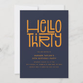 HELLO THIRTY モダンな30歳の誕生日 招待状 (正面)