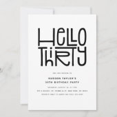 HELLO THIRTY モダンな30歳の誕生日 招待状 (正面)