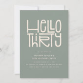 HELLO THIRTY モダンな30歳の誕生日 招待状 (正面)
