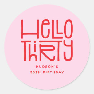 HELLO THIRTY モダン30歳の誕生日 ラウンドシール