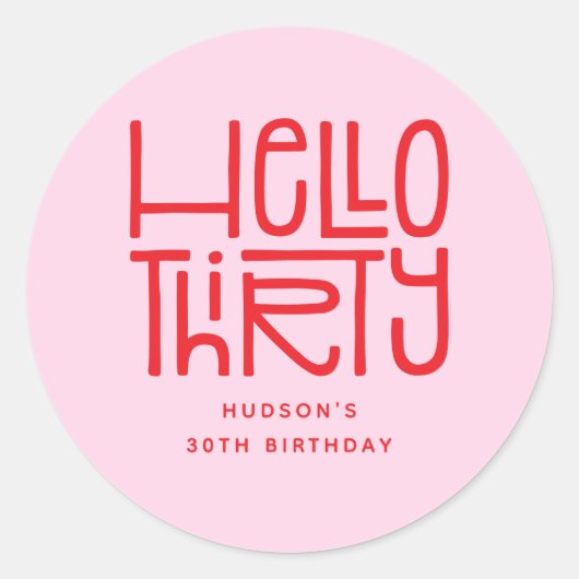 HELLO THIRTY モダン30歳の誕生日 ラウンドシール (正面)
