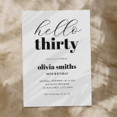 Hello Thirty モダン Black and White 30th Birthday 招待状