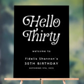 Hello Thirty レトロ30歳の誕生日ウェルカムサイン アクリルサイン (ニュートラル)