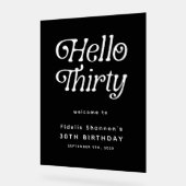 Hello Thirty レトロ30歳の誕生日ウェルカムサイン アクリルサイン (傾斜)