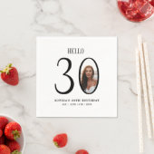 Hello Thirty 白黒写真入り 30歳の誕生日 スタンダードカクテルナプキン (インサイチュ)