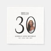 Hello Thirty 白黒写真入り 30歳の誕生日 スタンダードカクテルナプキン (正面)