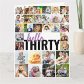 Hello Thirty 30 Photos Grid Collage Big誕生日 カード (正面)