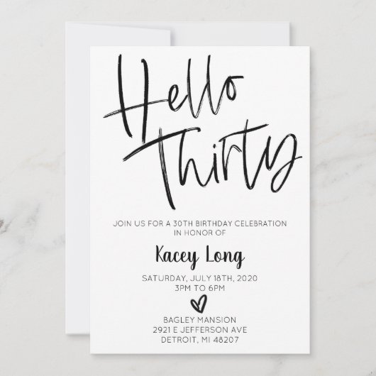 Hello Thirty 30th Birthday招待状 招待状 (正面)