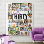 Hello Thirty 30th Birthday 40フォトコラージュ タペストリー<br><div class="desc">こんにちは30歳の誕生日の写真のバックパーソナライズされたバックあなたのお気に入りの写真の40。正方形/instagram写真の独自の写真コラージュを作成し、右から行に離れ作業する。例えば、「hello」もしを変更して、「name]は30だ」と言う。(色を変もし更したい場合はクリックカスタマイズ"とメッセージを表示する場合)。</div>