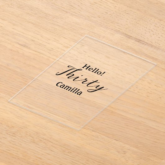 Hello thirty birthday name simple minimal elegant  アクリル招待状 (レイダウン)