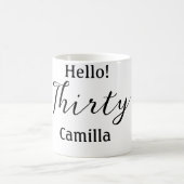 Hello thirty birthday name simple minimal elegant  コーヒーマグカップ (中央)
