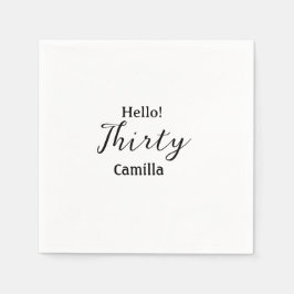 Hello thirty birthday name simple minimal elegant  スタンダードカクテルナプキン