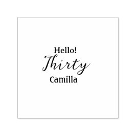 Hello thirty birthday name simple minimal elegant  セルフインキングスタンプ