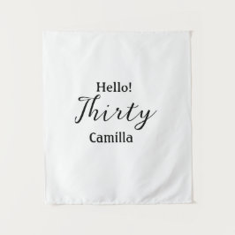 Hello thirty birthday name simple minimal elegant  タペストリー