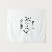 Hello thirty birthday name simple minimal elegant  タペストリー (正面(横))