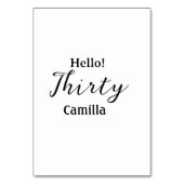 Hello thirty birthday name simple minimal elegant  テーブルナンバー (裏面)