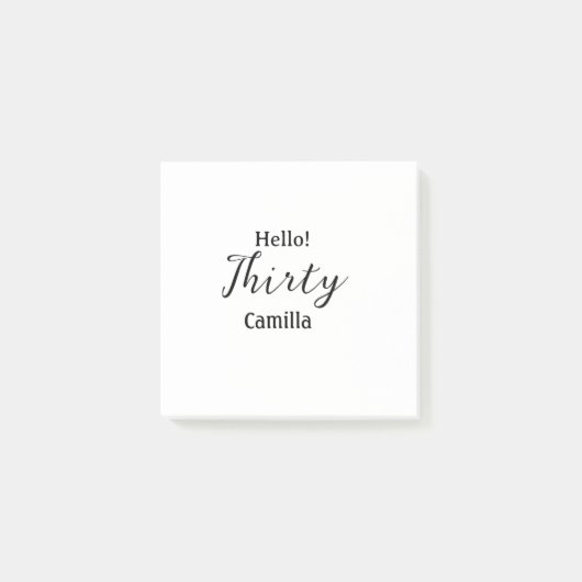 Hello thirty birthday name simple minimal elegant  ポストイット (正面)