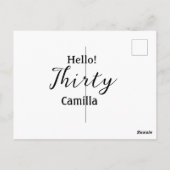Hello thirty birthday name simple minimal elegant  ポストカード (裏面)