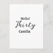 Hello thirty birthday name simple minimal elegant  ポストカード (正面)