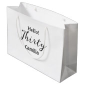 Hello thirty birthday name simple minimal elegant  ラージペーパーバッグ (裏面アングル)