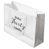 Hello thirty birthday name simple minimal elegant  ラージペーパーバッグ (正面アングル)