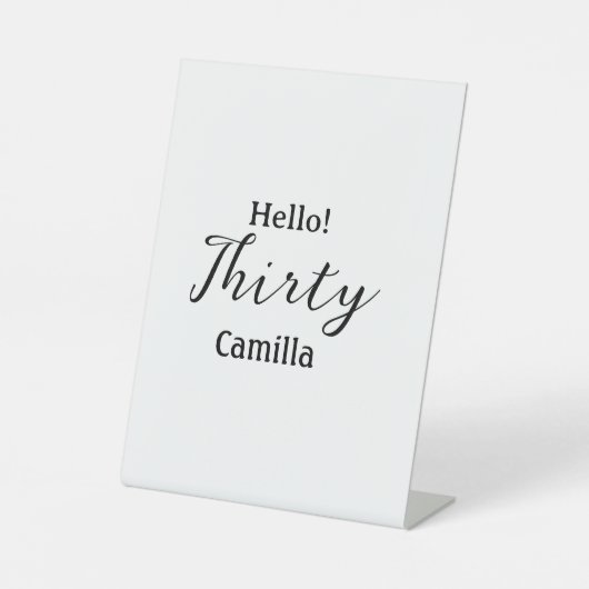 Hello thirty birthday name simple minimal elegant  台座サイン (正面)