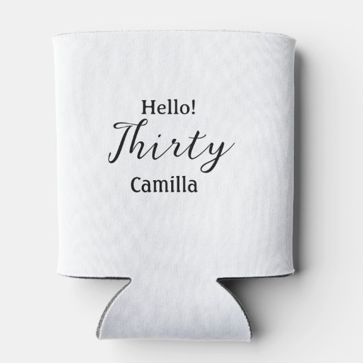 Hello thirty birthday name simple minimal elegant  缶クーラー (裏面)