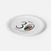 Hello Thirty Black and White Photo 30th Birthday  ペーパープレート (アングル)