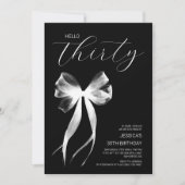 Hello Thirty Bow黒白30歳の誕生日 招待状 (正面)