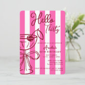 Hello Thirty Coctail 30th Birthday Pink Red 招待状 (スタンド正面)
