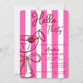 Hello Thirty Coctail 30th Birthday Pink Red 招待状 (正面)
