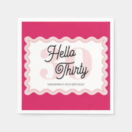 Hello Thirty Curvy Groovy 30th誕生日 スタンダードカクテルナプキン