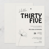 Hello Thirty Five 太字タイポグラフィー 35歳の誕生日 招待状 (正面/裏面)