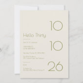 Hello Thirty Minimal Modern 30th Birthday 招待状 (正面)