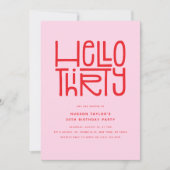 HELLO THIRTY Modern 30th Birthday 招待状 (正面)