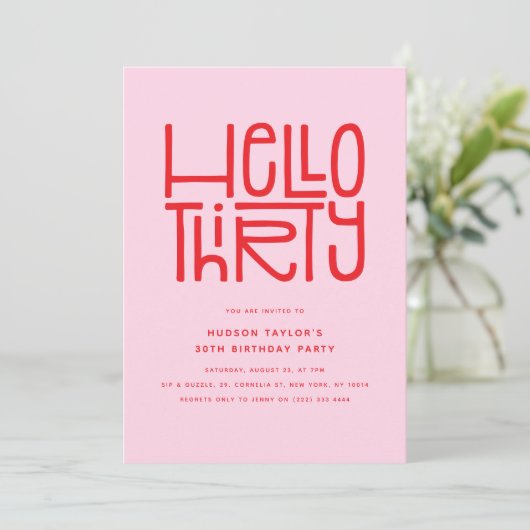 HELLO THIRTY Modern 30th Birthday 招待状 (スタンド正面)