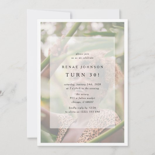 Hello THIRTY' Modern Photo Collage 30th Birthday 招待状 (裏面)