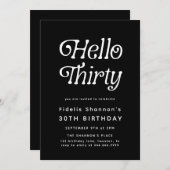 Hello Thirty Modern Retro 30th Birthday  招待状 (正面/裏面)