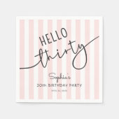 Hello Thirty Modern Script Simple 30th Birthday スタンダードカクテルナプキン (正面)