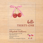 Hello Thirty One Cherry Martini Birthday Party アクリル招待状 (正面)