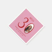 Hello Thirty Pink and Red Photo 30th Birthday  スタンダードカクテルナプキン (角)