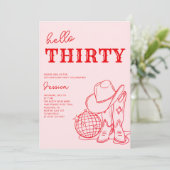 Hello Thirty Pink Western 30th Birthday Party 招待状 (スタンド正面)