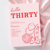 Hello Thirty Pink Western 30th Birthday Party 招待状