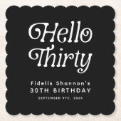 Hello Thirty Retro 30th Birthday ペーパーコースター (正面)